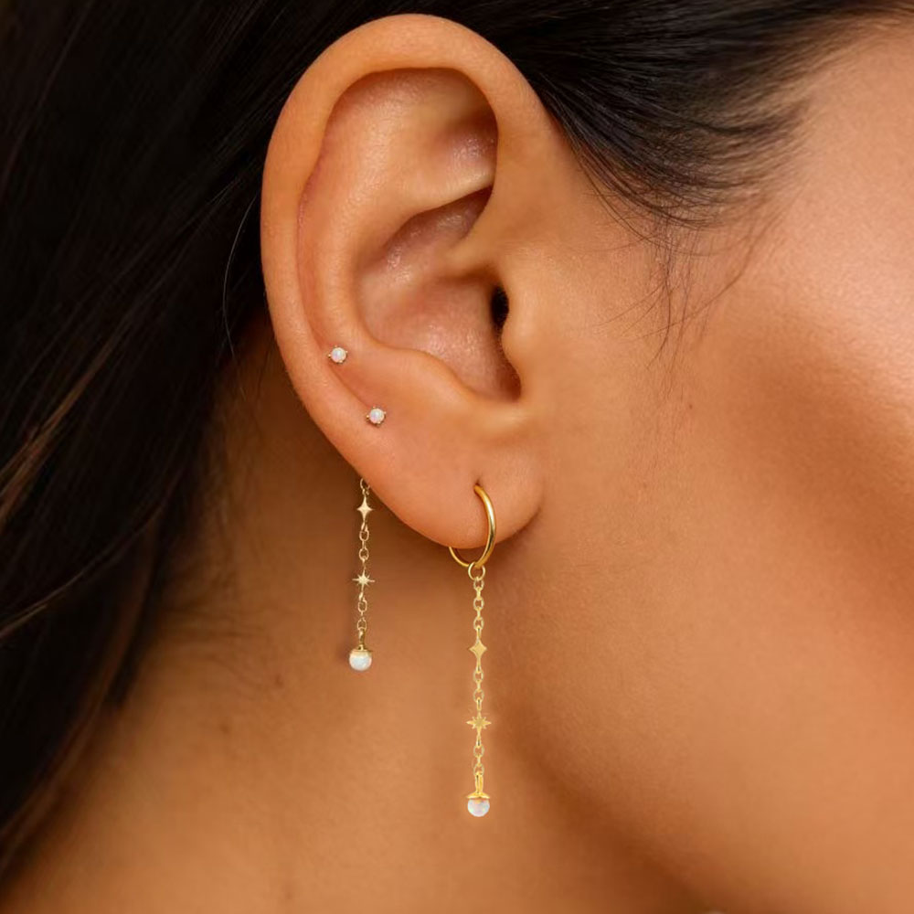 SV925 京都オパール 星影 チェーンピアス